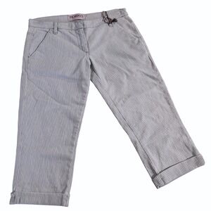Fiorucci Capri Pants Women's 26 Blue White Pinstripe Italian Designer Cotton NWT
